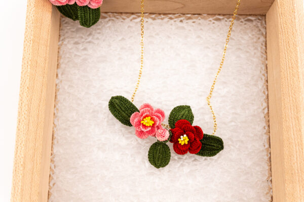 Camellia in Spring Necklace - pink & red - Image 2