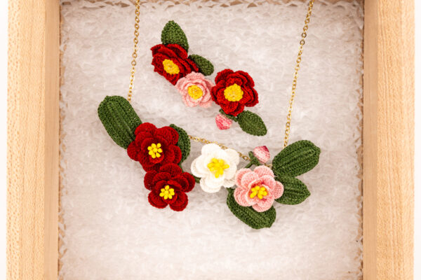 Camellia Garden Necklace - pink & red - Image 4
