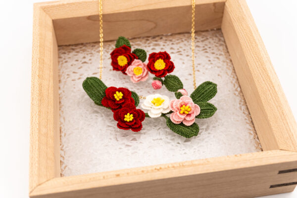 Camellia Garden Necklace - pink & red - Image 2