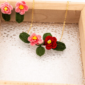 Camellia in Spring Necklace - pink & red