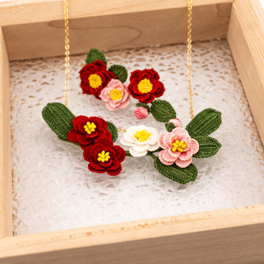 Camellia Garden Necklace - pink & red